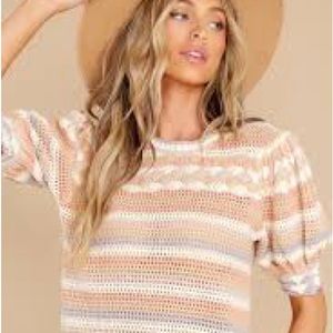 Fate - Beige multi stripe knit top
